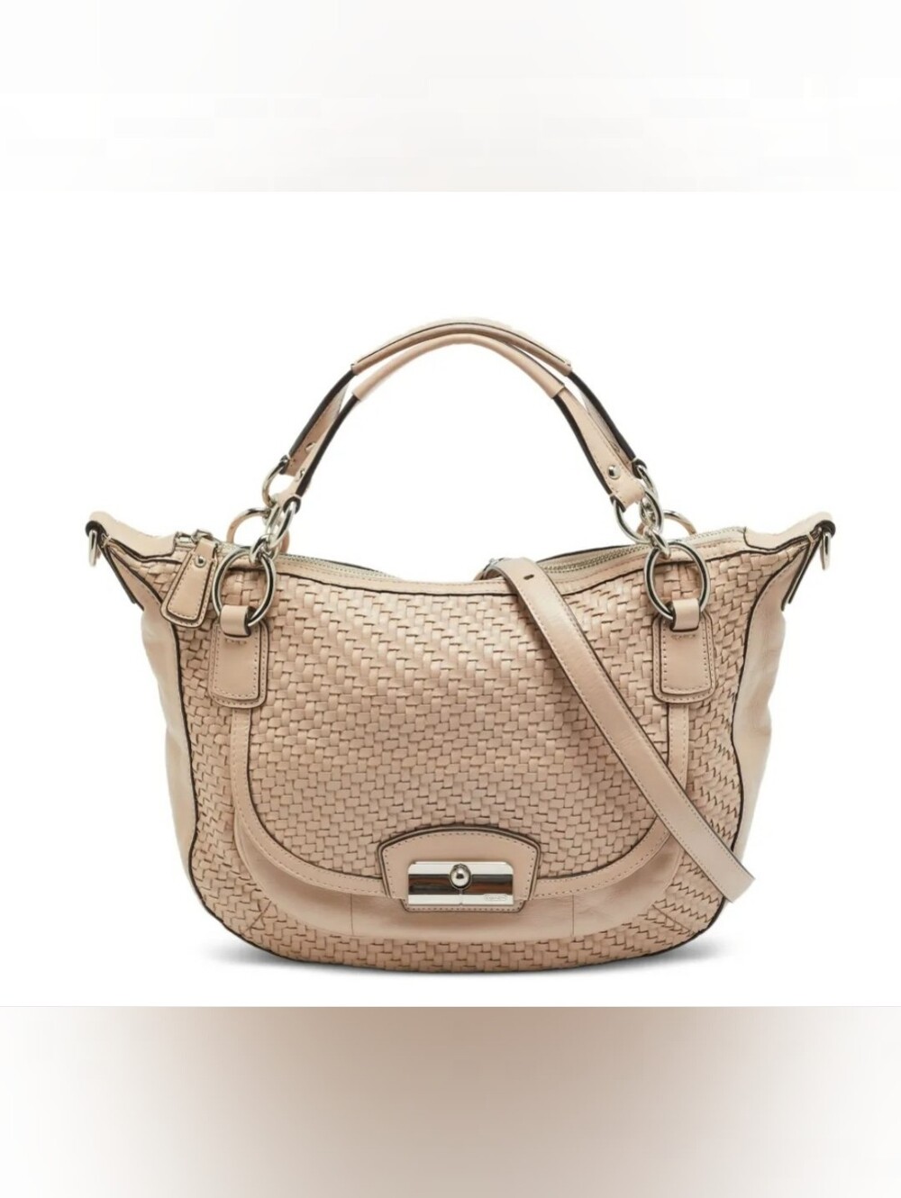 Coach Kristin Woven Leather Round Satchel Powered in Tuberose